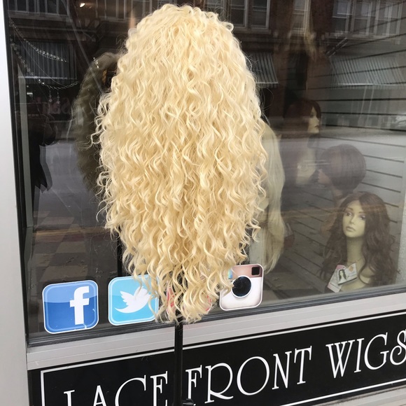Blonde curly wig sale Lacefront wig Freepart main image 7